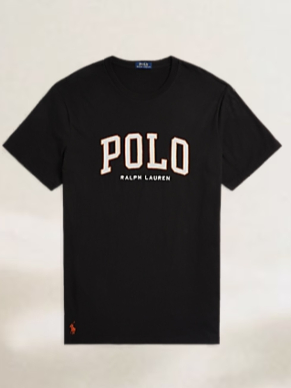 Polo by Ralph Lauren Black Tee with Cream-Outlined POLO